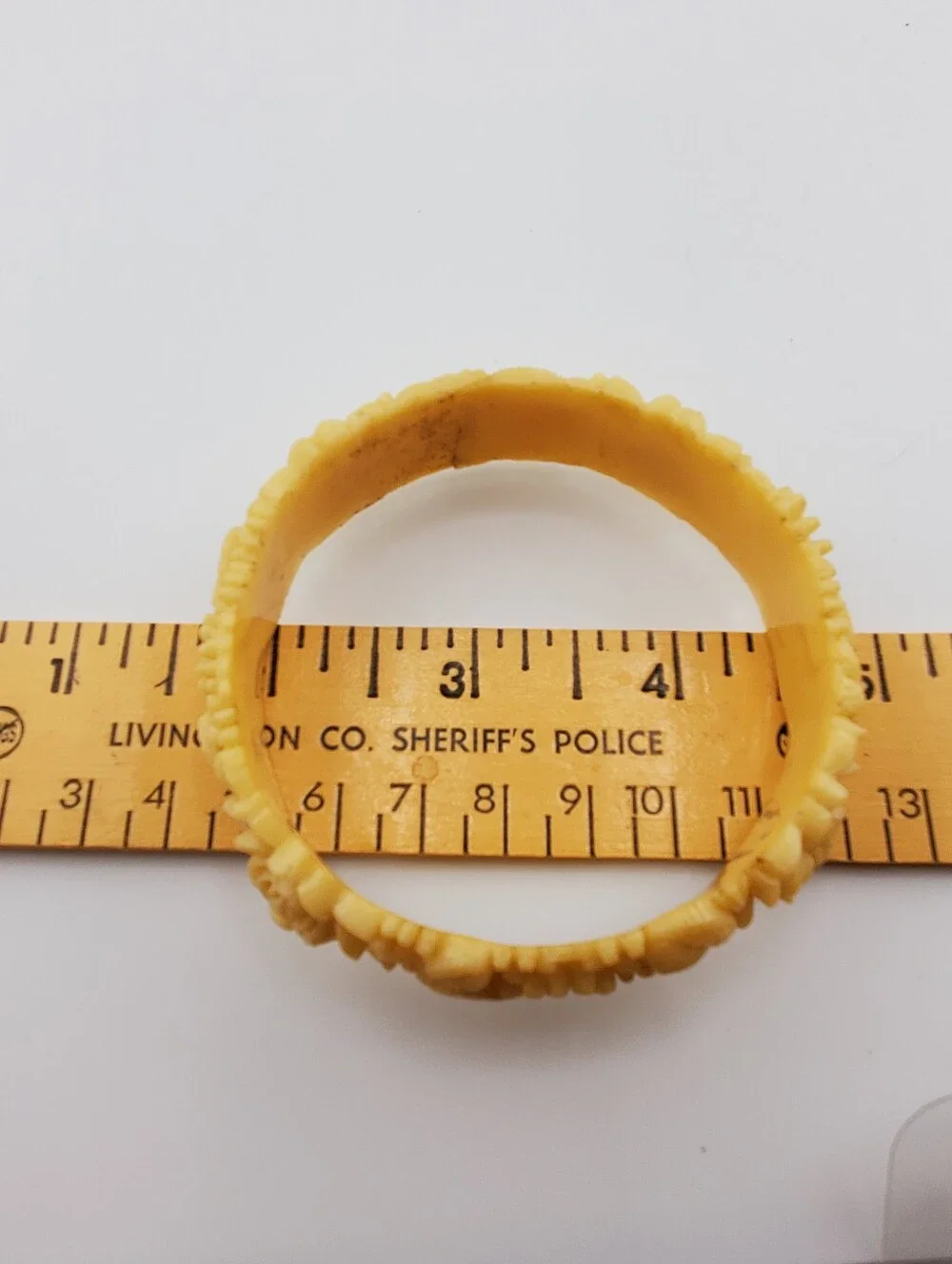 Celluloid Carved Floral Bangle Bracelet